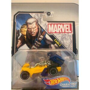 Marvel Hot Wheels Cable Character Car Model Yellow & Blue Design Mint On Card